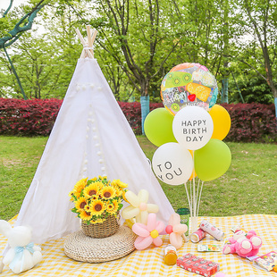 速发户饰生日装外景童宝宝生日布置拍照道具地飘立柱场儿布置桌飘
