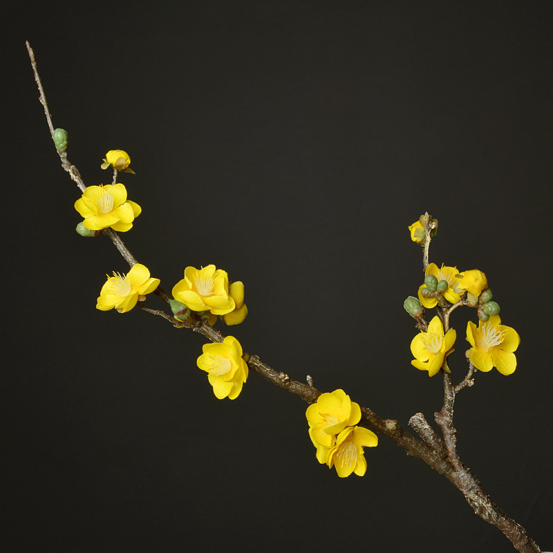速发中式花禅意花摆摆件客厅花花腊梅干插枝日式假花梅花花束瓶设