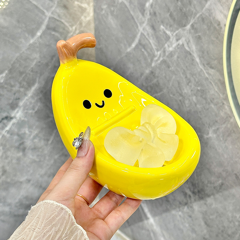 速发禁止蕉虑香焦肥皂碟瓷水不积水香皂免打孔卫生间创意可爱陶沥