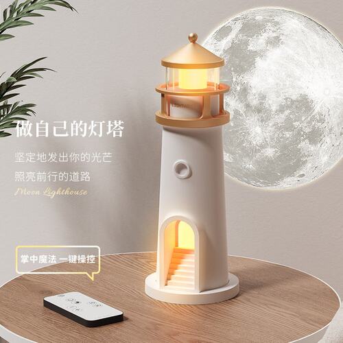 灯塔小夜灯月亮星空投影感应灯卧室睡眠充电蓝牙音响氛围感床头灯