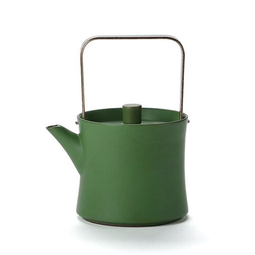 鑫德鸿窑 粗陶竹节品杯竹绿提梁壶套装青竹茶杯功夫茶具工厂