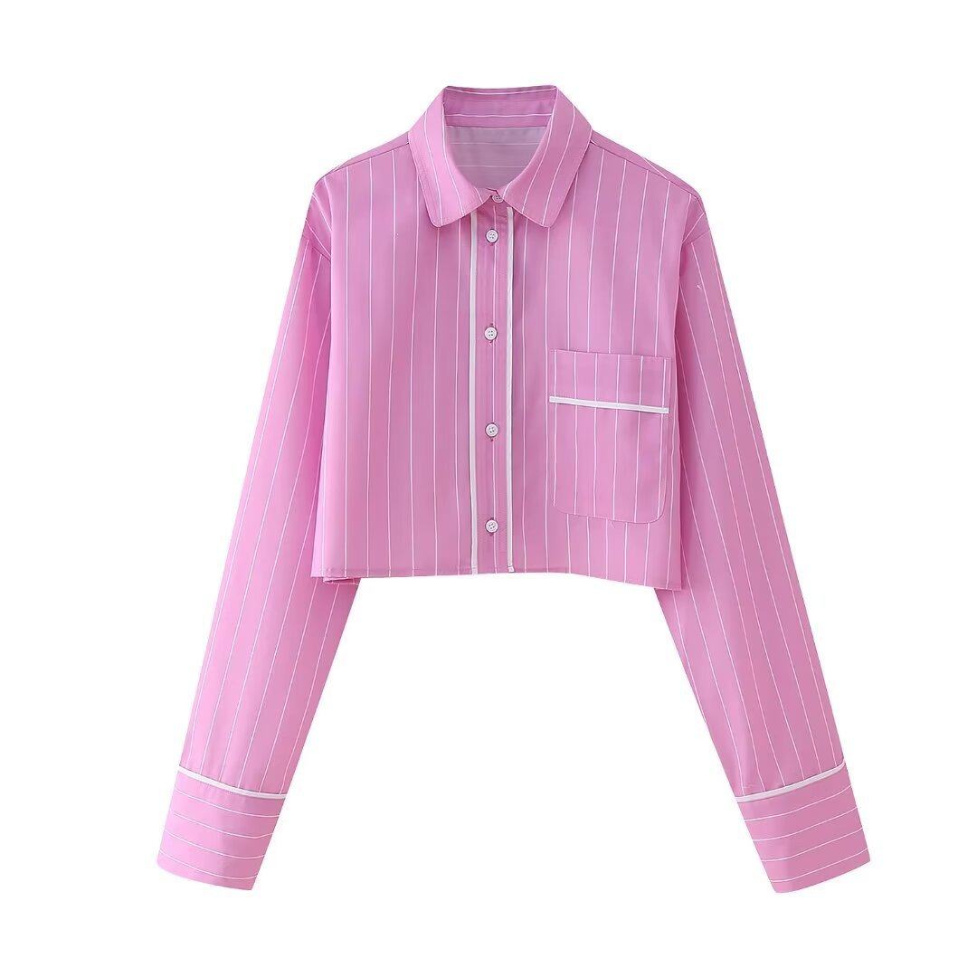 外贸 春季新款新滚边长袖短款衬衫平角内裤细节条纹长裤套装女,女装/女士精品,时尚套装,淘宝优惠券,粉丝福利购,淘宝优惠卷