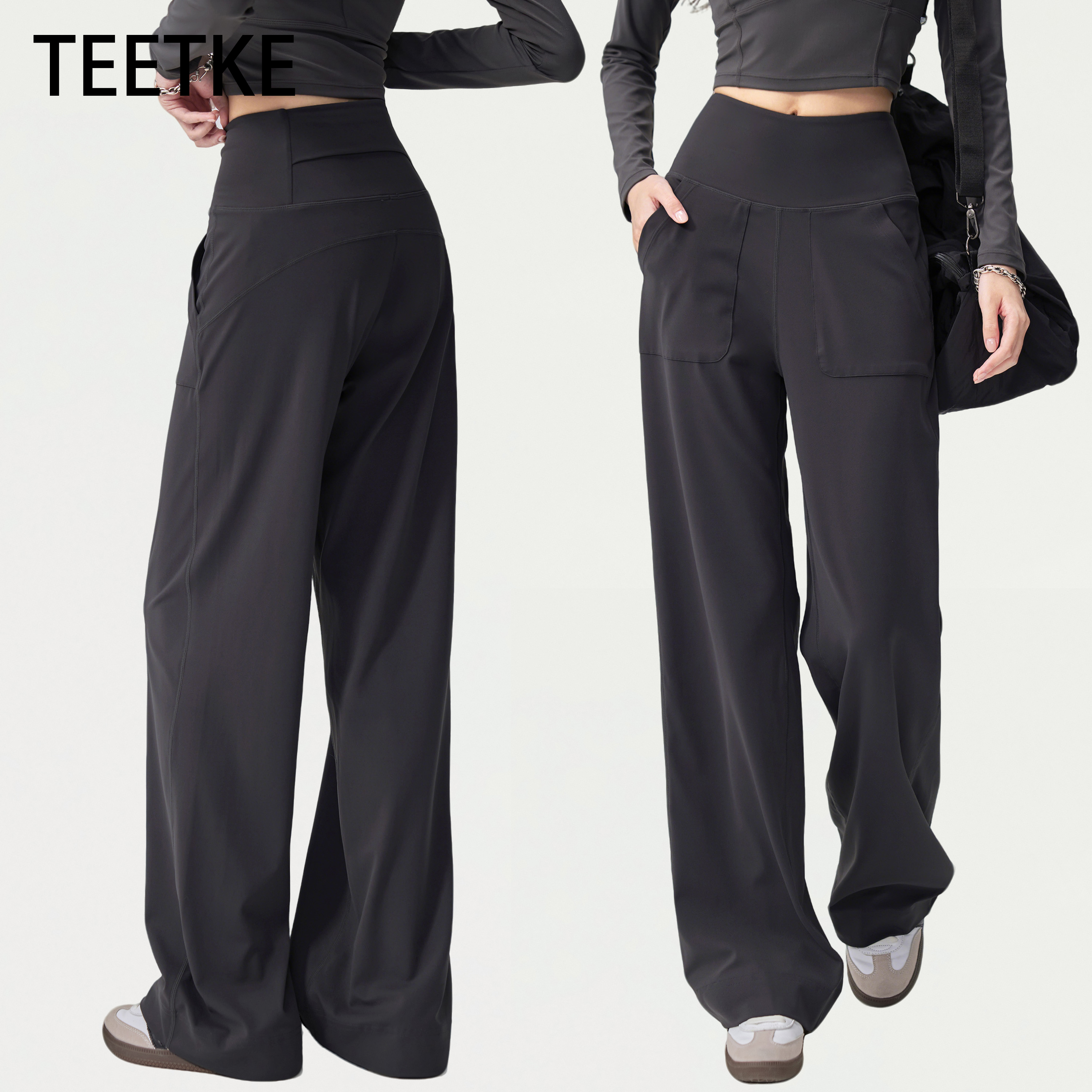 TEETKE垂感直筒运动长裤