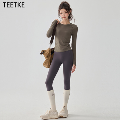 TEETKE圆领修身速干运动长袖