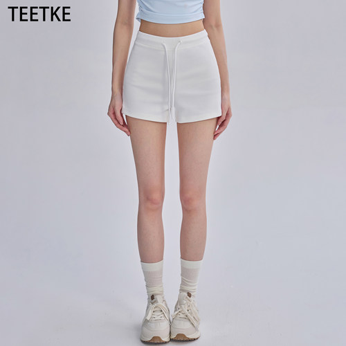 TEETKE高腰抽绳显瘦运动短裤