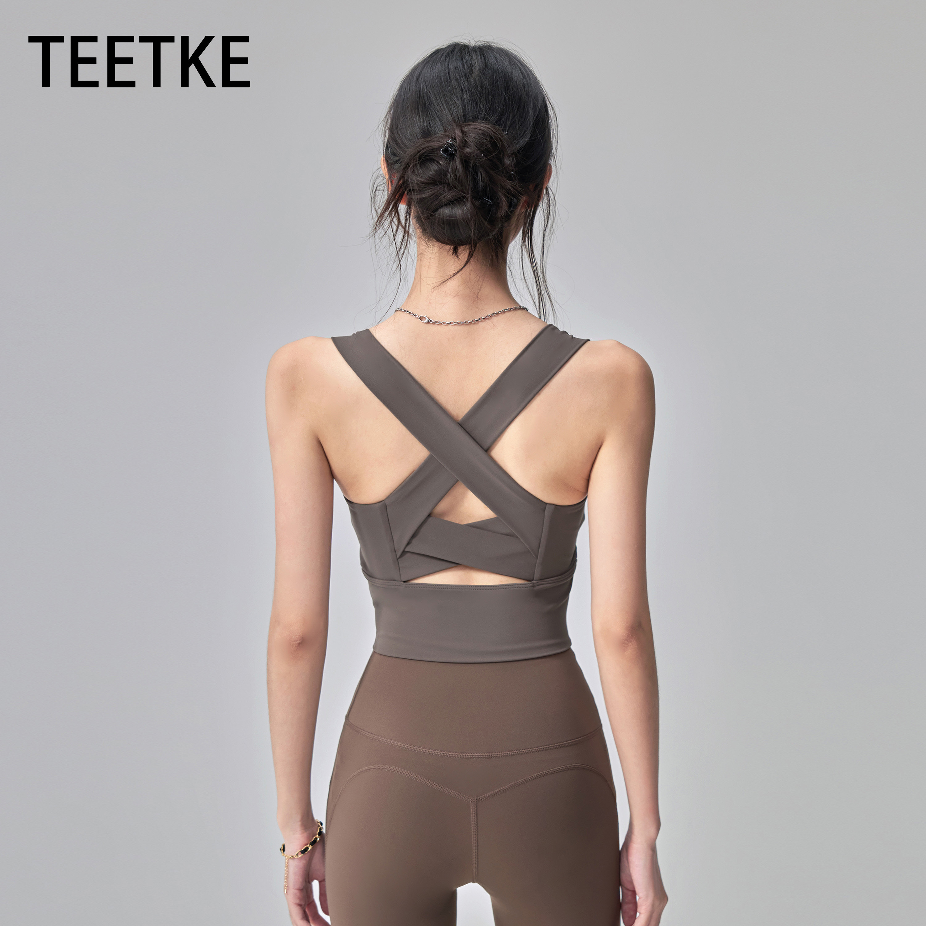 TEETKE交叉美背瑜伽服背心女防震聚拢运动内衣跑步训练健身服上衣,运动服/休闲服装,运动背心,淘宝优惠券,粉丝福利购,淘宝优惠卷