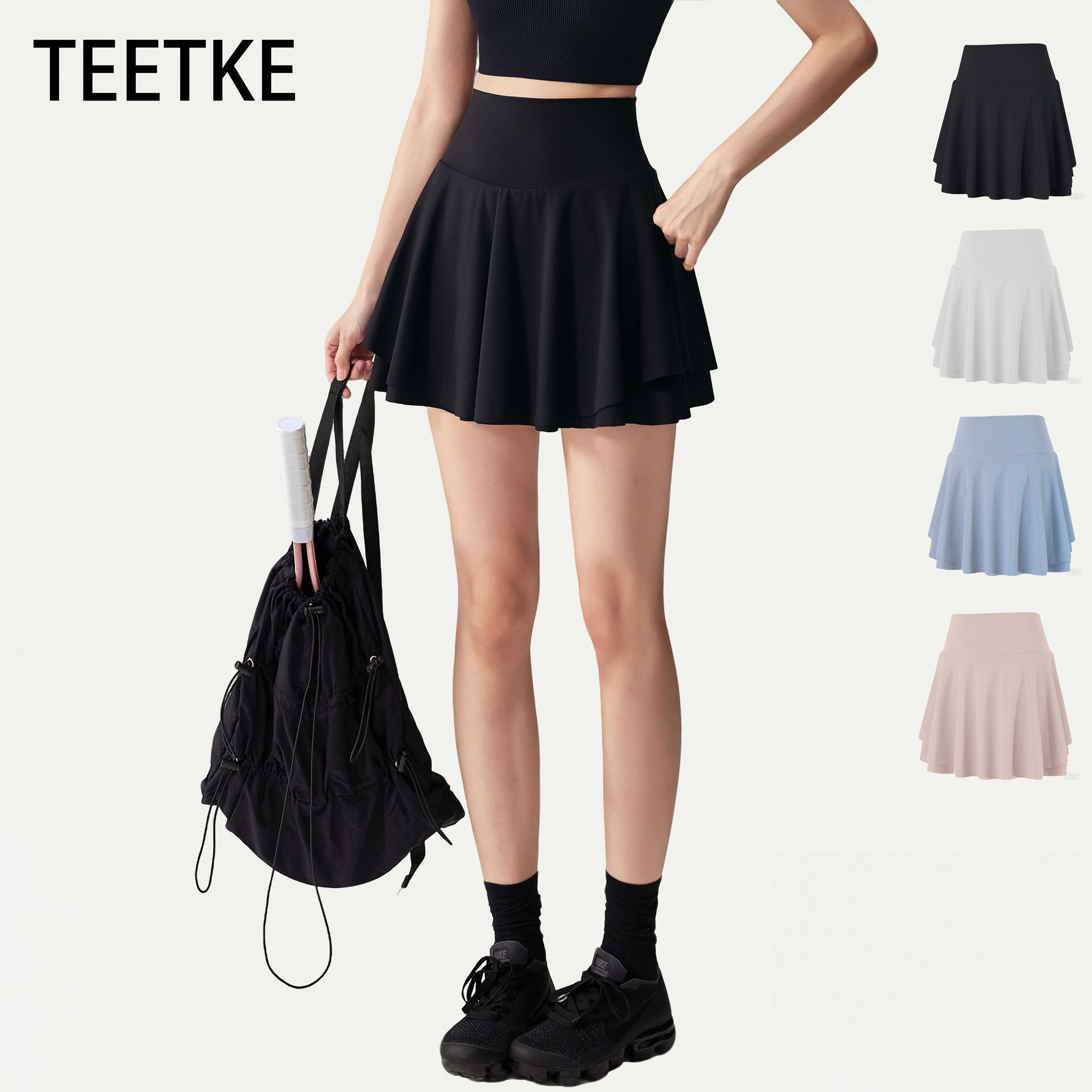 TEETKE美式复古辣妹百褶裙半身裙女2025夏季新款百搭运动短裙子