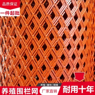 红色菱形网铁丝网果园围栏养殖网圈地网护坡防锈铁网喷浆网钢板网