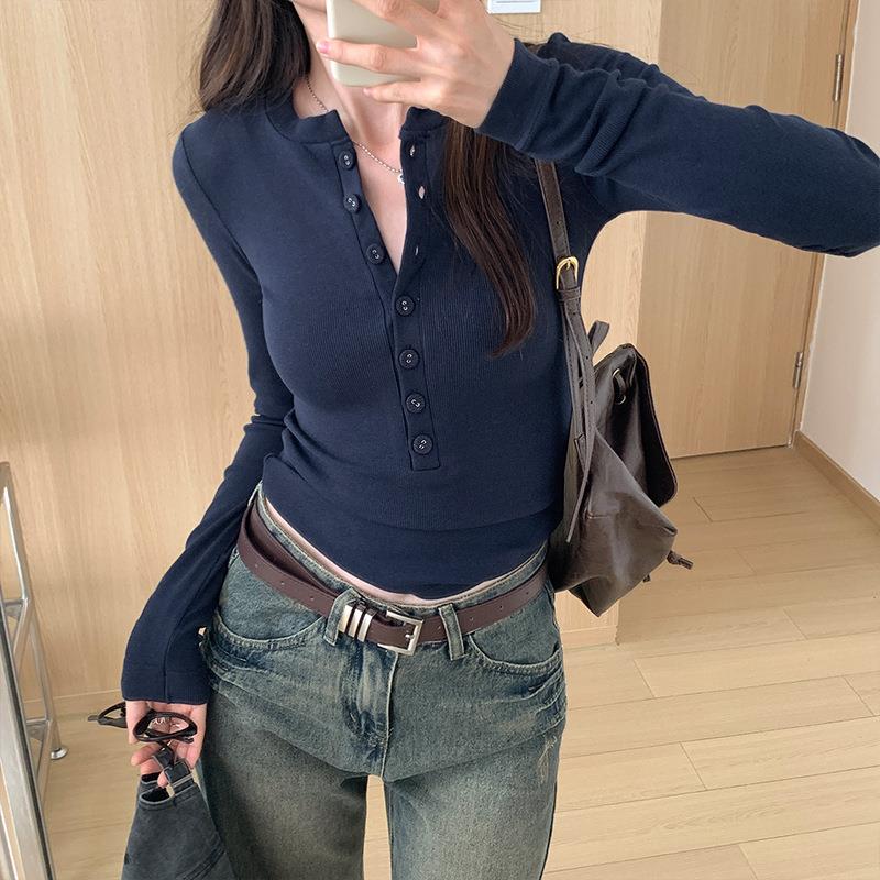 白色打底衫女装美式2024秋季新款螺纹百搭上衣设计感小众长袖t恤