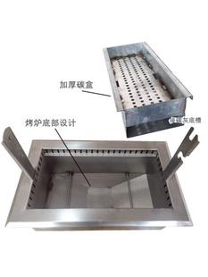 库不锈钢家用碳烤下排烟室内烤羊腿烤肉串烧烤架烤盘桌上烧烤炉销