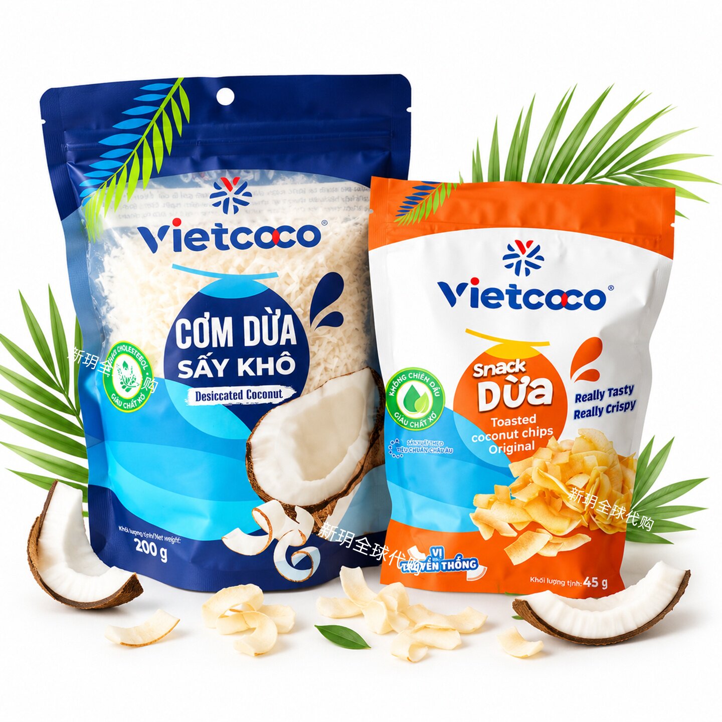 越南代购vietcoco纯天然椰子片零食