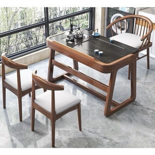 实木茶桌椅组合新中式 厂促阳台款 家用客厅小户型岩板泡茶台轻奢小