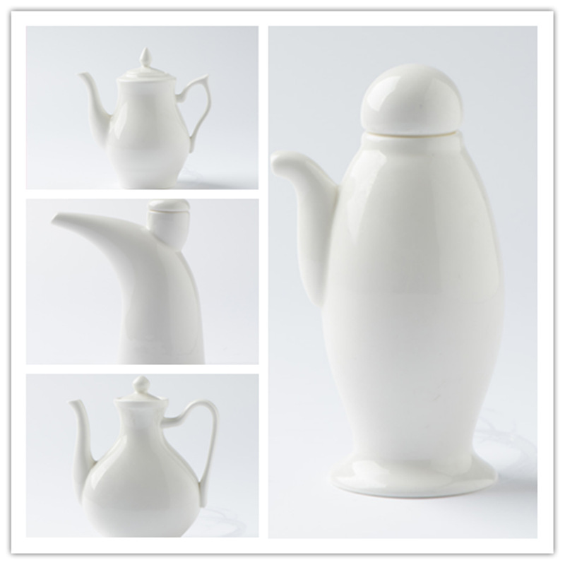 酒店厨房骨瓷牛角壶酱油壶调味醋壶陶瓷麻油壶酱醋壶调料壶小酒壶