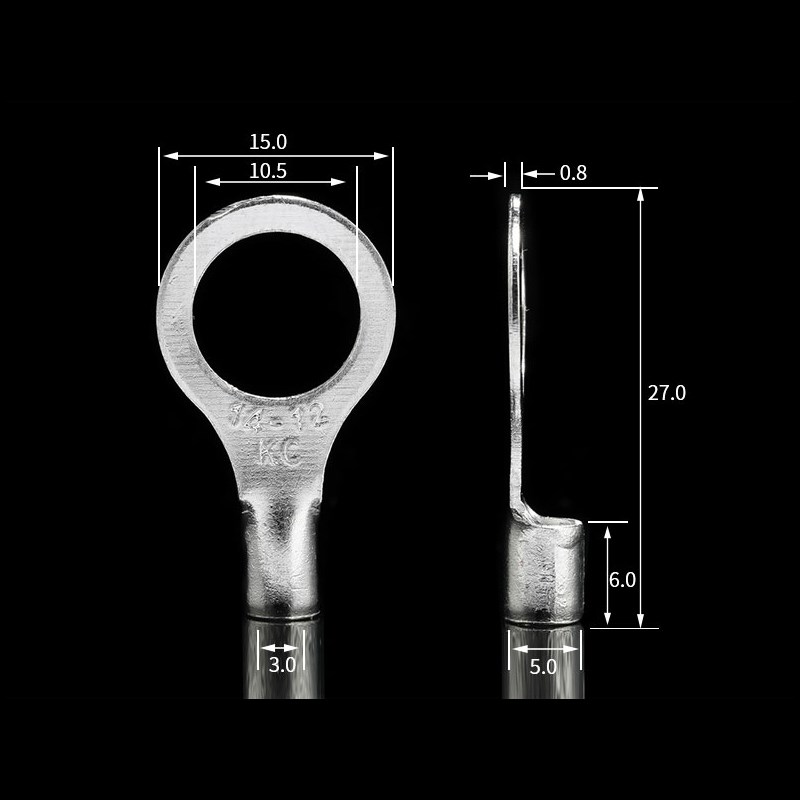 RNB冷压接线端子RNnB3.5-10 圆形裸端头O型端子 紫铜鼻子1000只