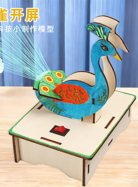 科技小制作DIY光纤灯孔雀开屏科学实验儿童自制学生玩具科教材料