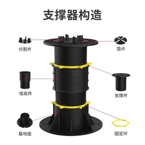 水景石材万能支撑器花园旱喷喷泉屋顶隔热地板龙骨架空承重可调节