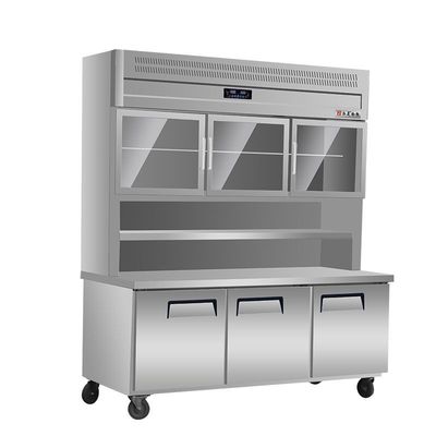 双温不锈钢子母柜厨房冷藏冷冻一体操作台商用展示柜立式保鲜橱柜