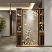 新中式 入户屏风隔断柜办公室别墅进门玄关柜实木置物架简约现代