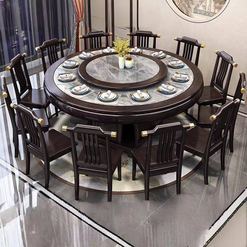 新中式实木岩板餐桌家用圆盘组合圆形客厅餐桌正宗转盘电磁炉餐桌,住宅家具,板木餐桌,淘宝优惠券,粉丝福利购,淘宝优惠卷