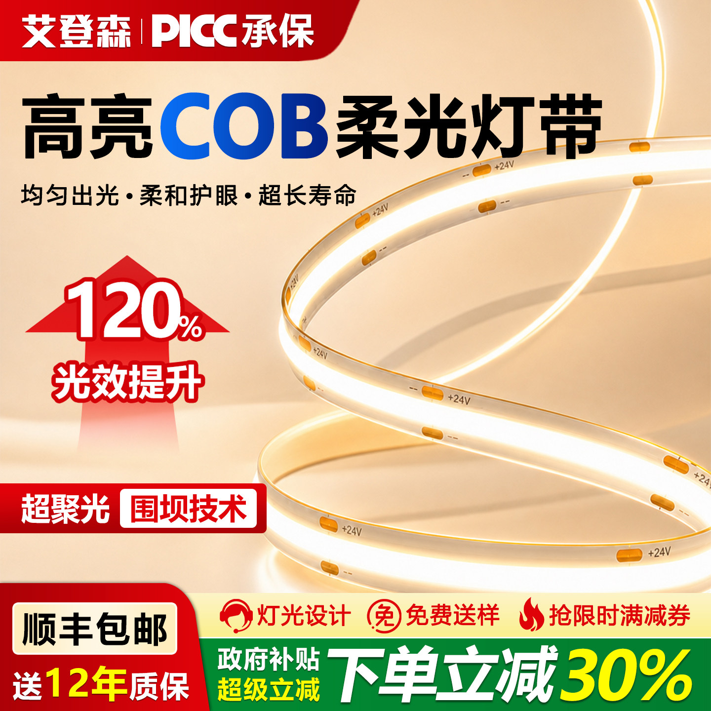 全光谱无蓝光护眼Cob灯带