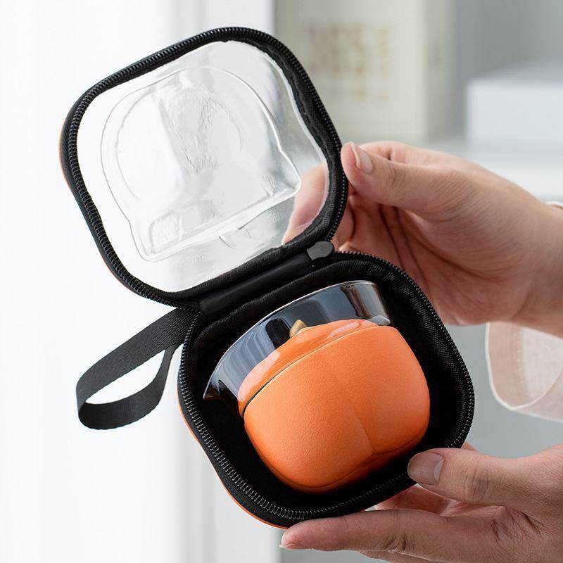 旅行茶具一壶二杯陶瓷便捷包泡茶杯茶壶柿子送礼礼盒快客杯,金属材料及制品,金属加工件/五金加工件,淘宝优惠券,粉丝福利购,淘宝优惠卷