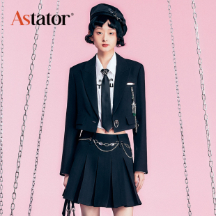 时尚 Astator2025秋季 外套女韩版 西装 显瘦气质小西服黑色外套 新款