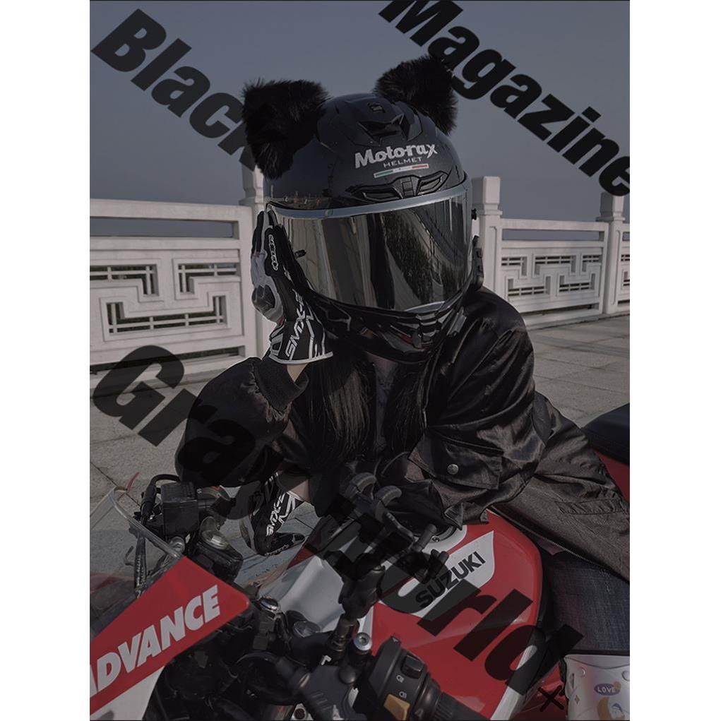 头盔猫耳机车滑雪摩托车的装饰品可男爱女配件耳朵电动车骑士毛绒