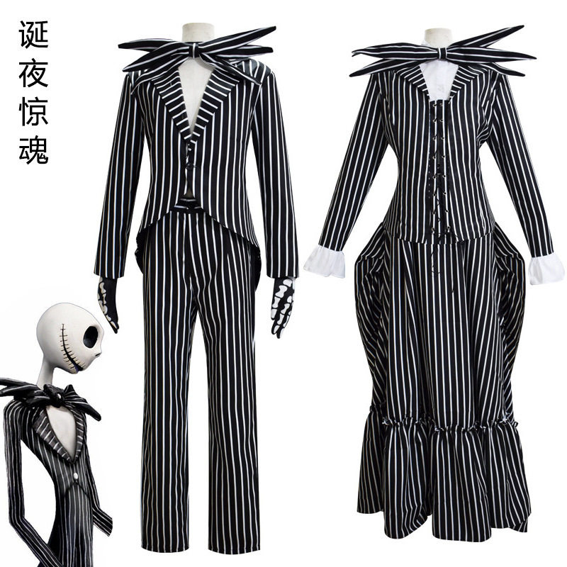 漫雅源圣诞夜惊魂杰克cos服骷髅杰克男款全套圣诞万圣节服装