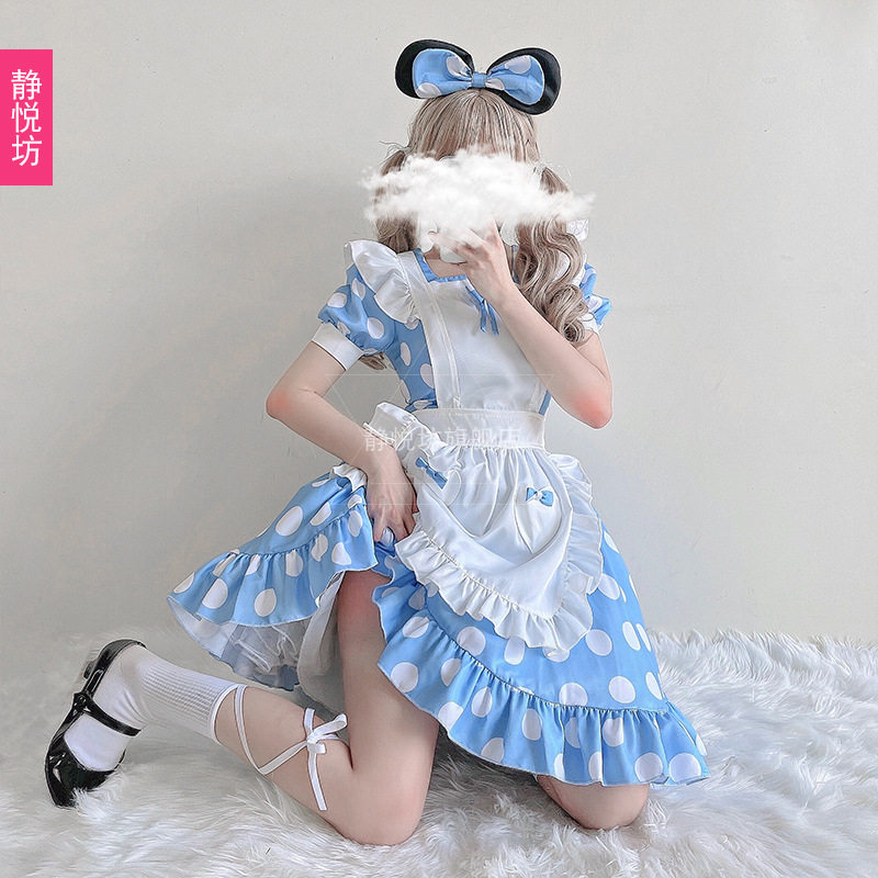 日本动漫软妹可爱圆点女仆装洛丽塔连衣裙软萌cosplay服装米奇妮