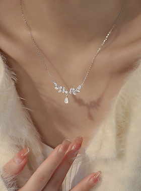 s925纯银月桂女神项链 仙气闪钻麦穗ins轻奢小众设计高级感锁骨链