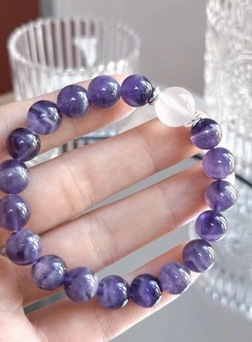 天然紫水晶手链小众女紫色天然高级月光石弹力绳手串闺蜜节日礼物