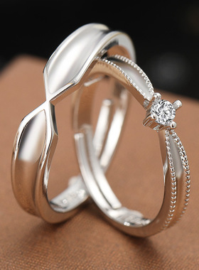 新品S925纯银情侣戒指小众高级感轻奢开口男女对戒情人节礼物