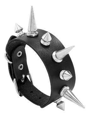 跨境热销饰品个性夸张单排尖钉皮革手链欧美朋克风男士手环手镯