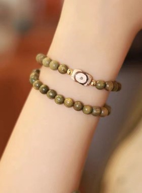 梅子绿茶复古绿檀木手串盘玩佛珠女木质情侣款檀香手链文艺