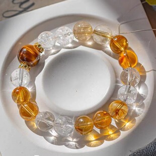 天然白阿塞斯特莱水晶手链送闺蜜礼物白水晶黄水晶手链女友送礼