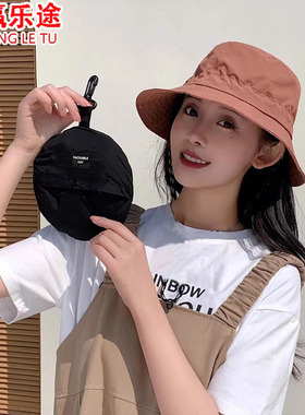 新款帽子男复古纯色简约奔尼帽女户外时尚遮阳盆帽登山钓鱼防晒帽