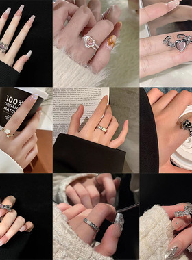 冷淡风戒指女高级感开口可调节食指戒小众设计时尚百搭甜苦风指戒