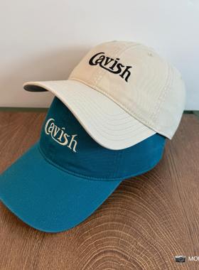 韩国潮牌Cavish刺绣高品质软顶棒球帽男女款韩版百搭鸭舌帽显脸小