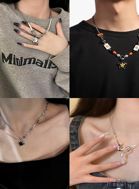 双层钛钢项链女ins冷淡风百搭小众设计感嘻哈潮流简约锁骨链饰品