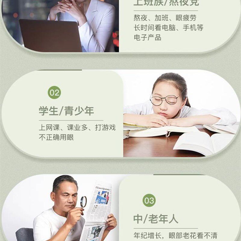 极速亿视明蓝莓叶黄素护眼贴学生儿童青少年成人手机电脑族润眼冰