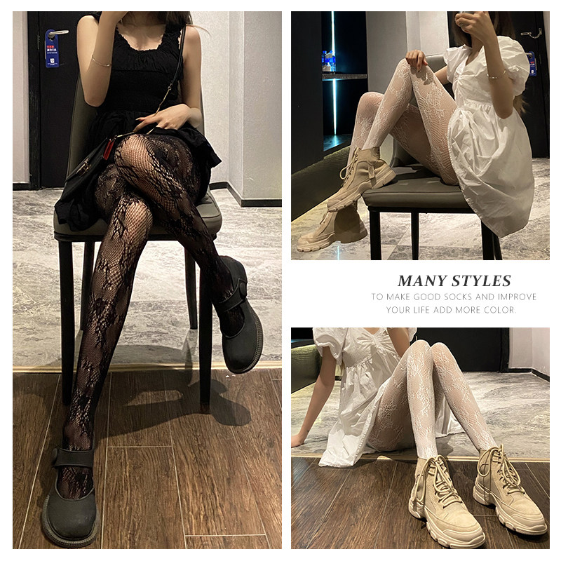 好货白色丝袜女薄款蕾丝网红ins潮白丝性感防勾丝春夏季连裤袜渔