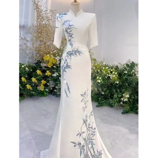 中式晚礼服女2025新款学生声乐艺考主持人民歌独唱女歌手演出服夏