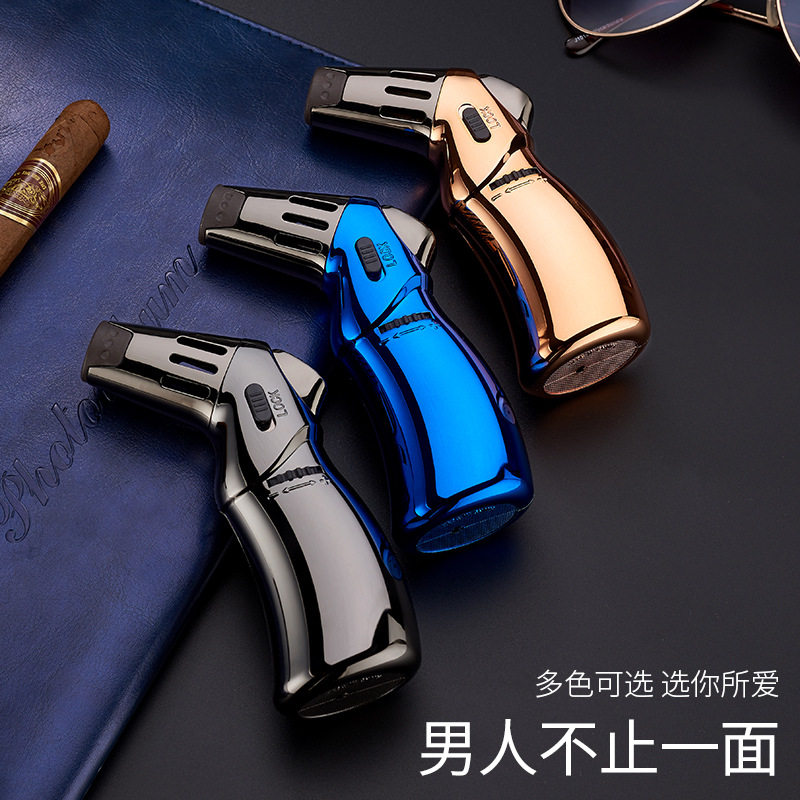 极速易天金属直冲打火机防风焊枪蓝焰喷火户外烧烤厨房烘焙高温喷