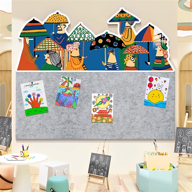 速发构室作品展示墙美术教室氛围布培装饰幼儿园环创置训班机画毛