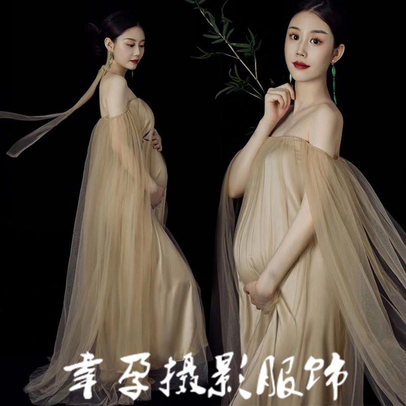 速发孕妇拍照服装影楼新款雅古照复气质抹胸裙大肚孕妈艺术优摄影