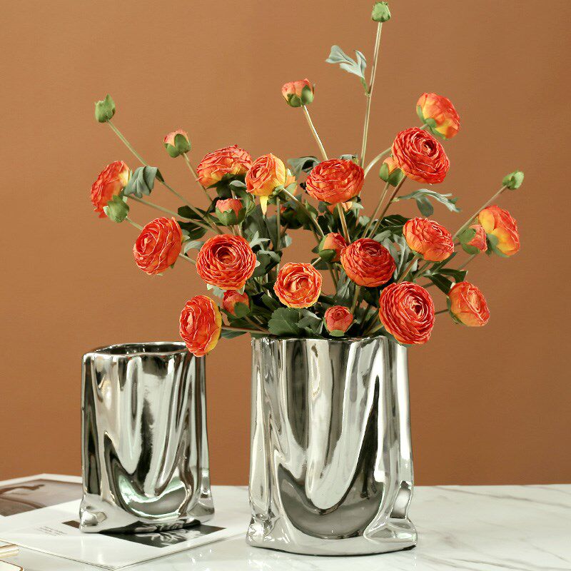 速发焦边露莲花桌丹假艺干花花束客厅餐牡插花摆设装饰花花花束摆