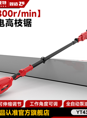 亚特高枝锯YT4389充电式高空修剪树枝锯伸缩加长杆园林链条锂电锯