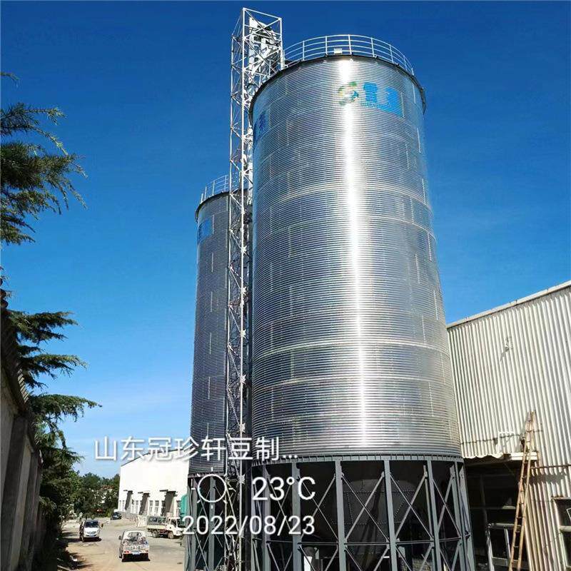 江苏 饲料厂用1000吨饲成品料仓 散装饲料仓 粮食钢板仓
