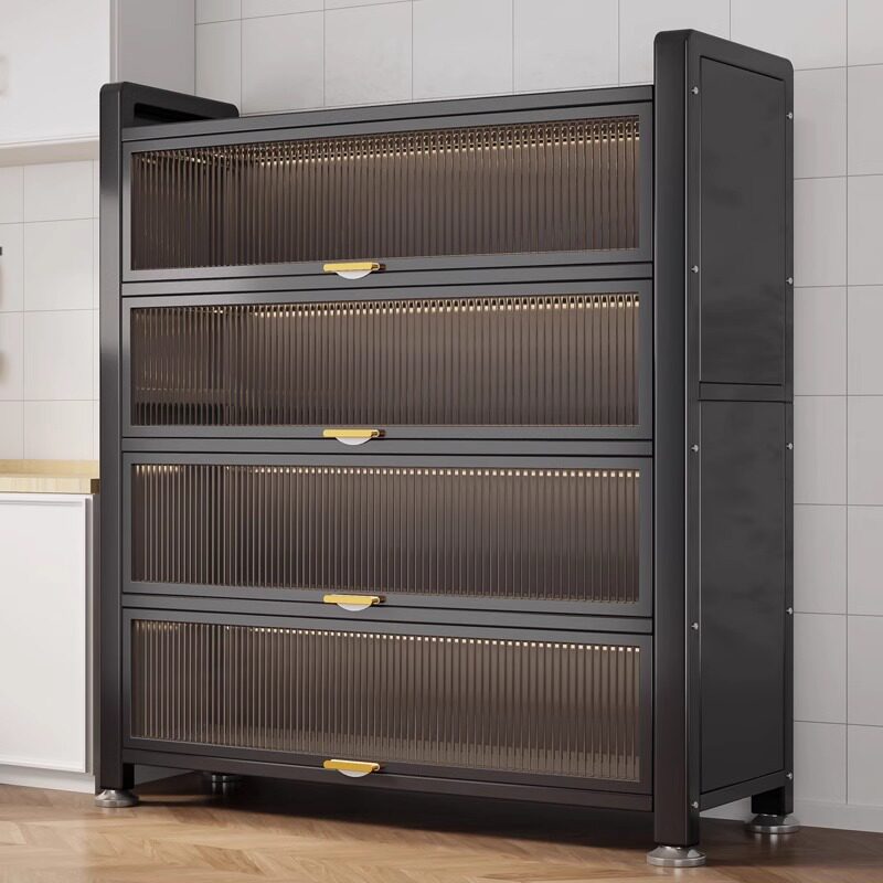 厨房置物架落地多层防尘收纳柜子家用多功能碗柜餐边柜橱柜储物柜