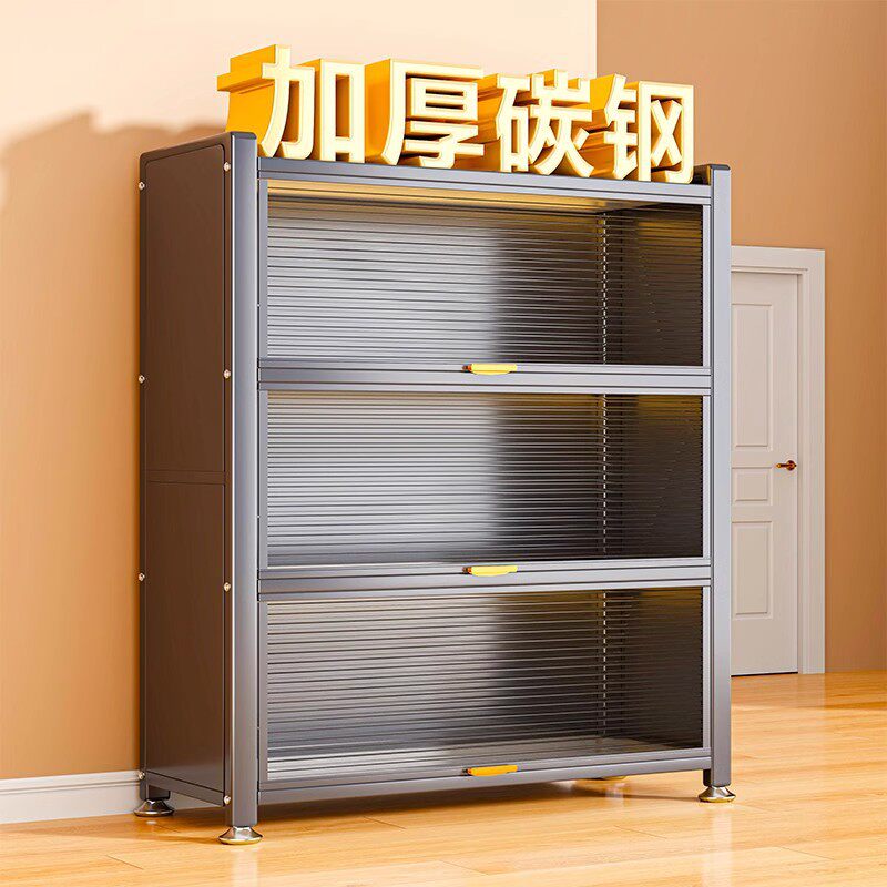 厨房置物架落地多层家用防尘柜餐边柜靠墙一体式收纳柜锅具储物柜